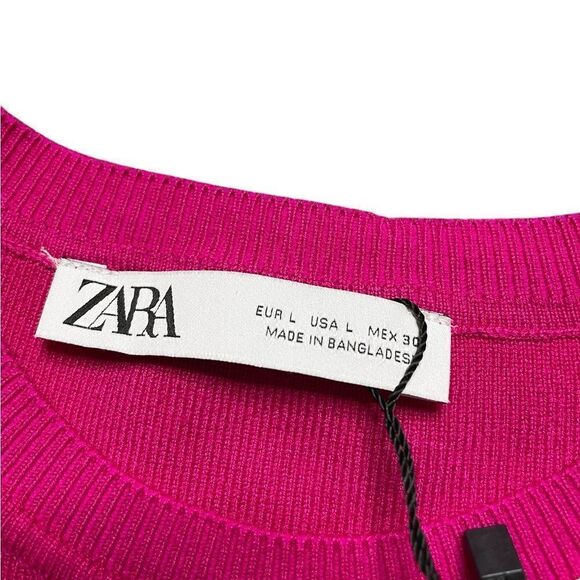 NWT ZARA Knit Cropped Top Pink Size Large - Picture 6 of 6